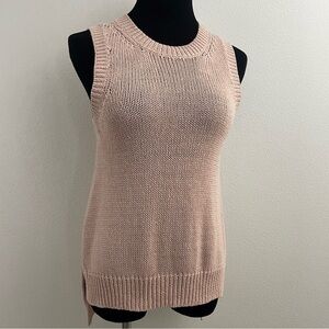 TOPSHOP SLEEVELESS CREW NECK HIGH LOW LIGHT PINK SWEATER SIDE SPLIT SIZE 4
